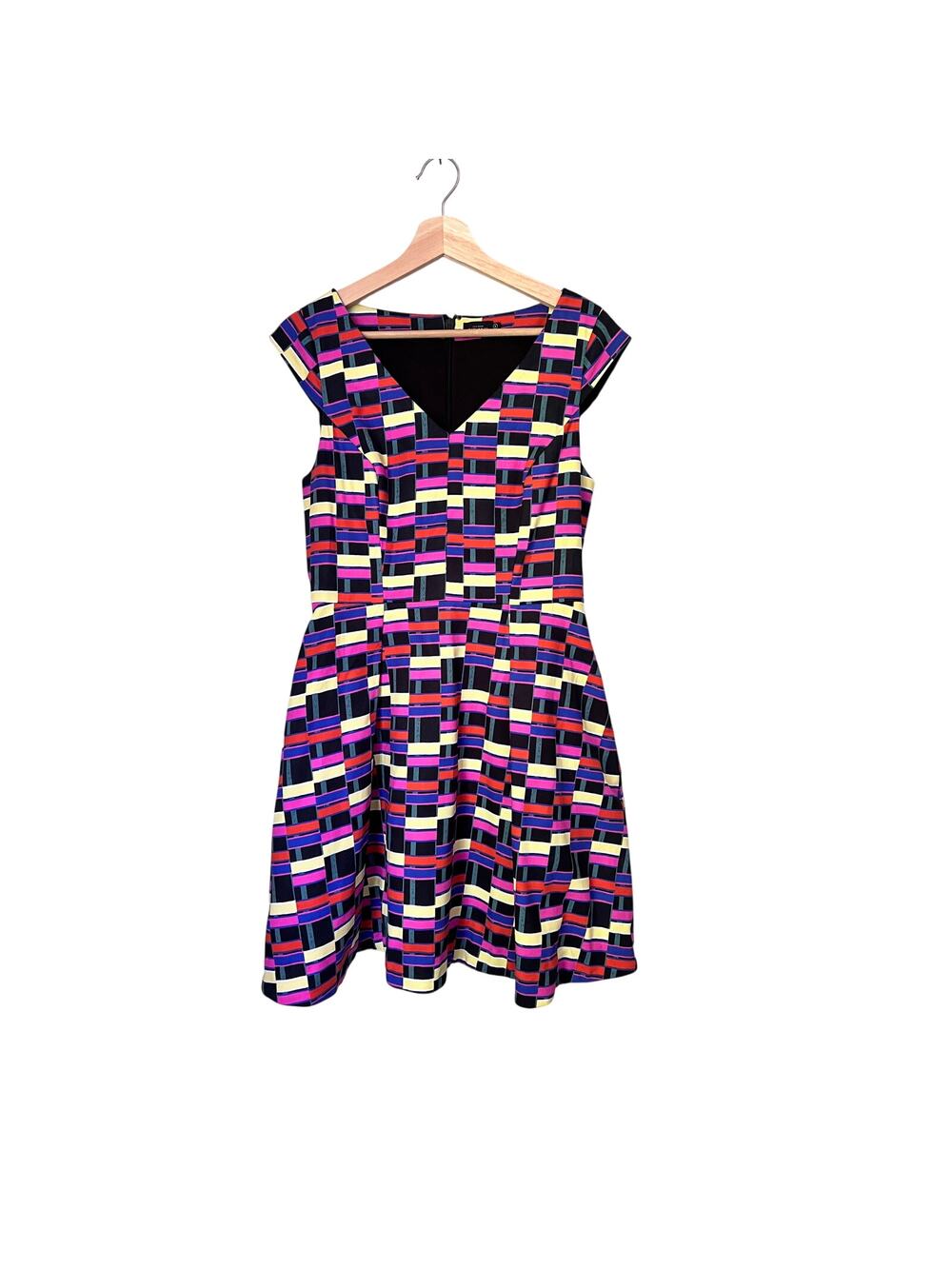 Geometric Kate Spade Saturday Fit and Flare Dress Multicolored Sleeveless
